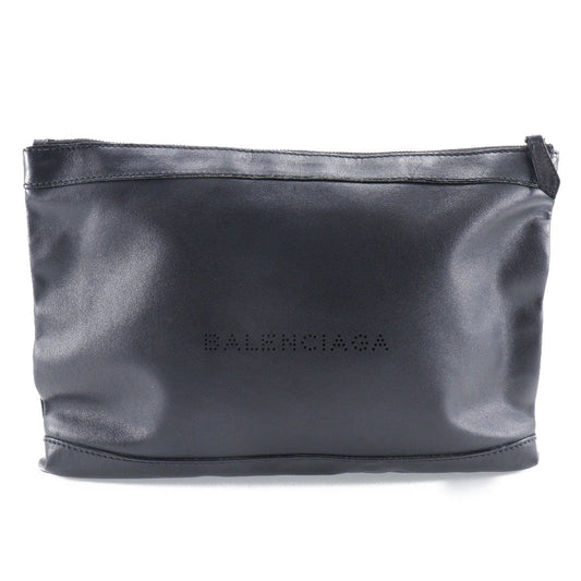 BALENCIAGA Clutch bag 373834 lambskin black Navy clip M mens(Unisex) Used Authentic