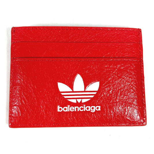BALENCIAGA Card Case 721895 leather Red adidas collaboration mens Used Authentic
